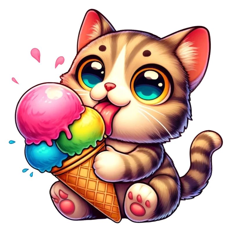 Chat mangeant un chaton de compagnie à la crème glacée