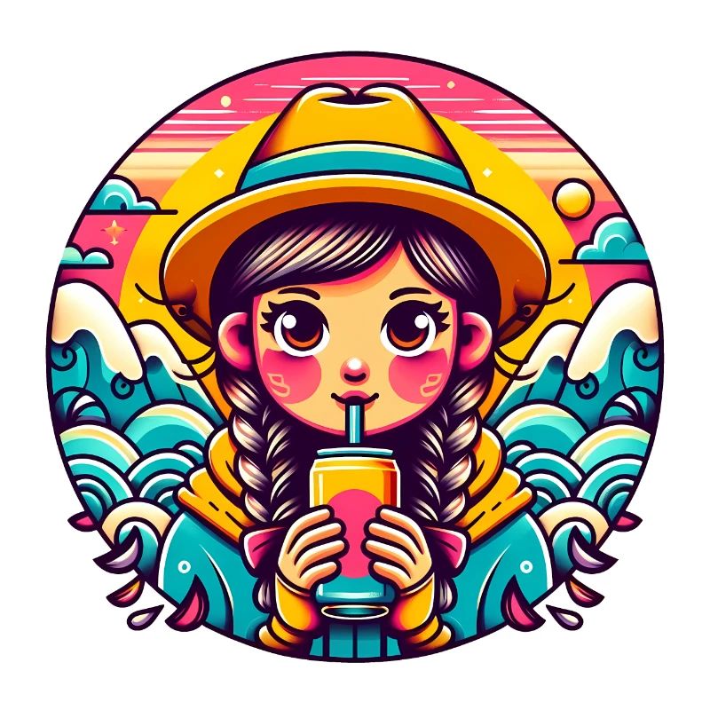 Retro Mädchen Trinken Pop Illustration