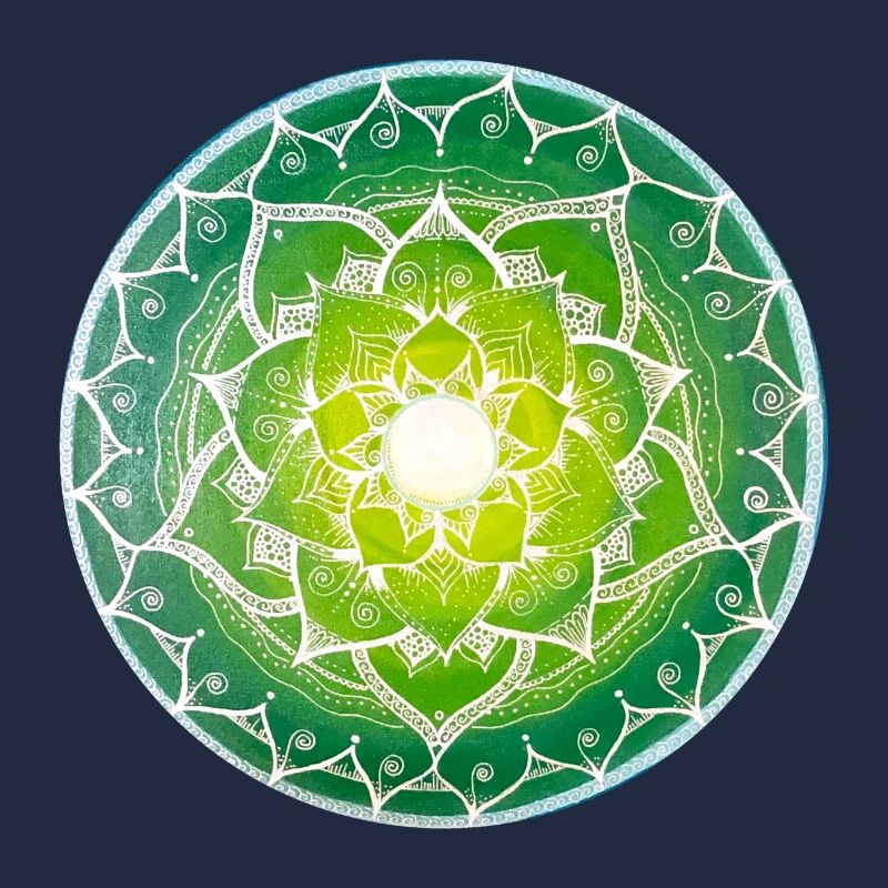 Green mandala with spiritual pattern