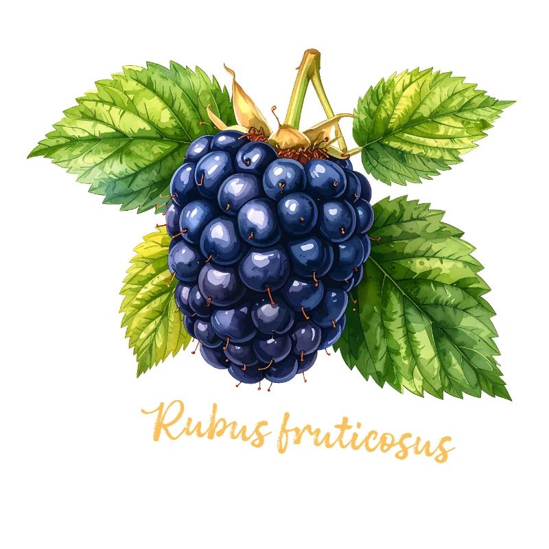 Brombeere – Botanisches Aquarell im Vintage-Stil