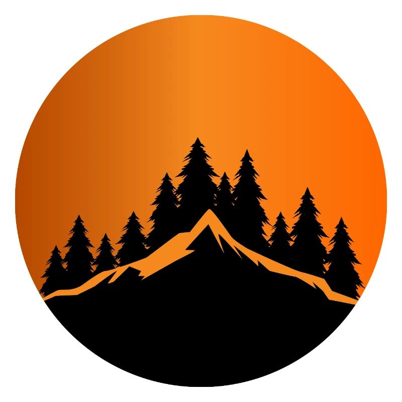 Sunset Mountain Forest Silhouette