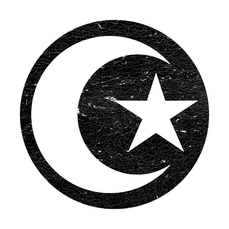 Crescent and star islam black circle
