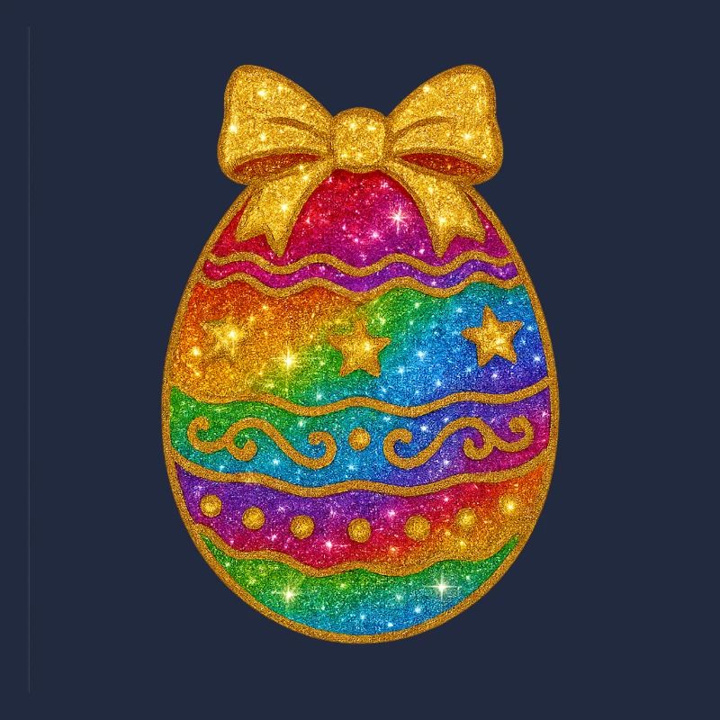 Regenbogen Glitzer-Ei mit Schleife