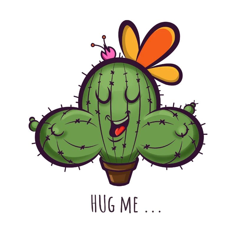 Cactus Hug Me Cartoon