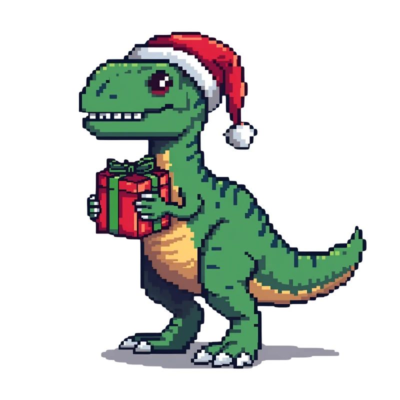 8-Bit Pixel Velociraptor Weihnachten