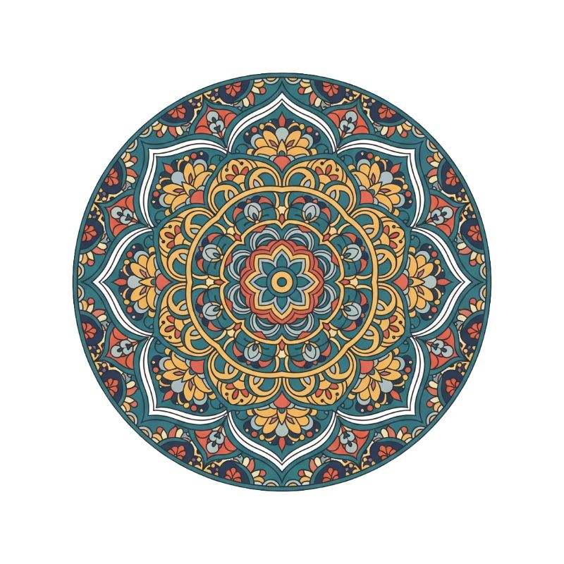 Mandala Circle Pattern in Blue Gold