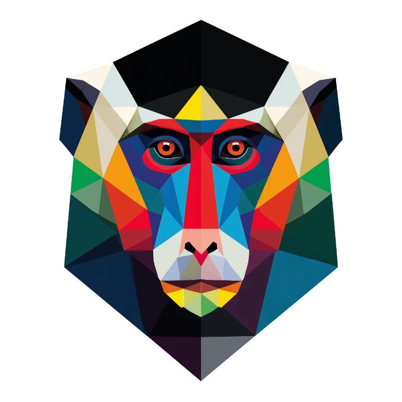Geometric Monkey Head Art Print