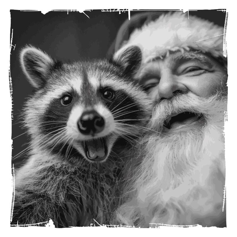 Waschbär Selfie mit Weihnachtsmann 