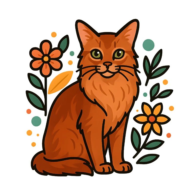 Chat somalien et fleurs