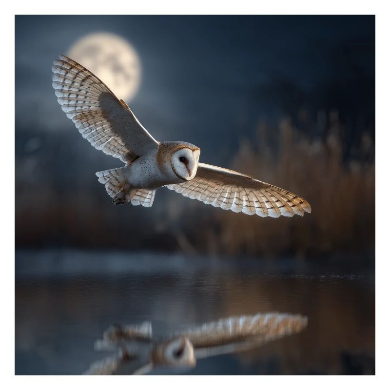 Barn Owl in the Moonlight – Mystical Night
