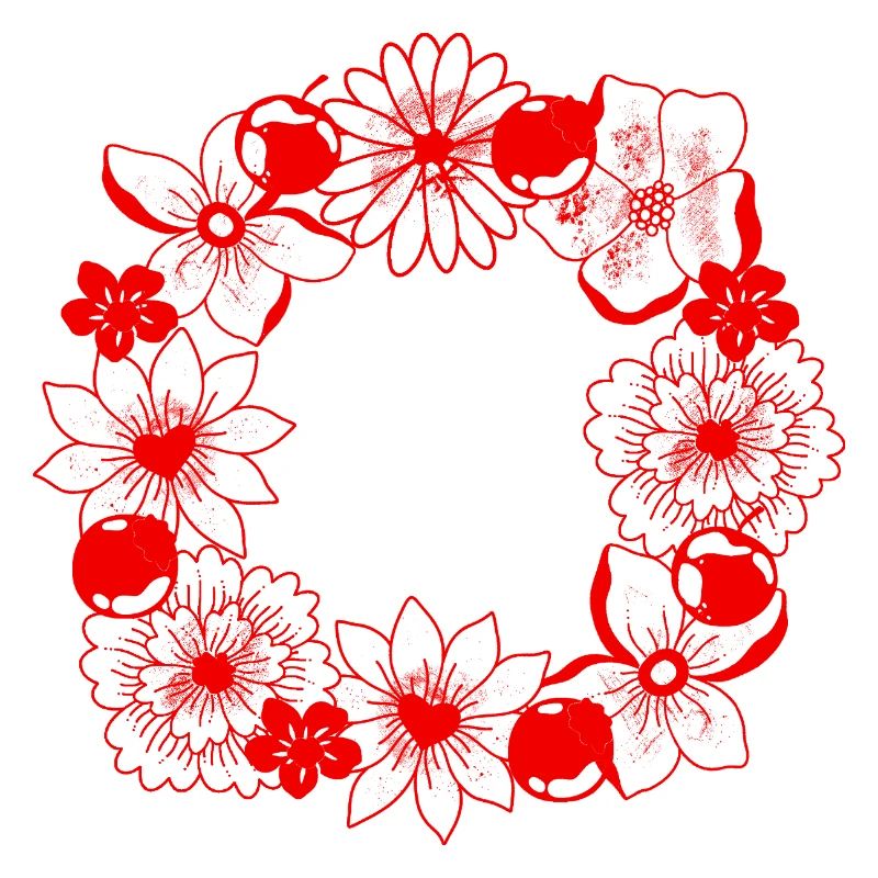 Cadre de cercle de fleurs rouges