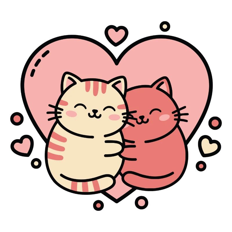 Heartfelt Cat Hug Duo