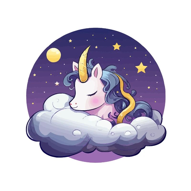 Licorne endormie sur les nuages