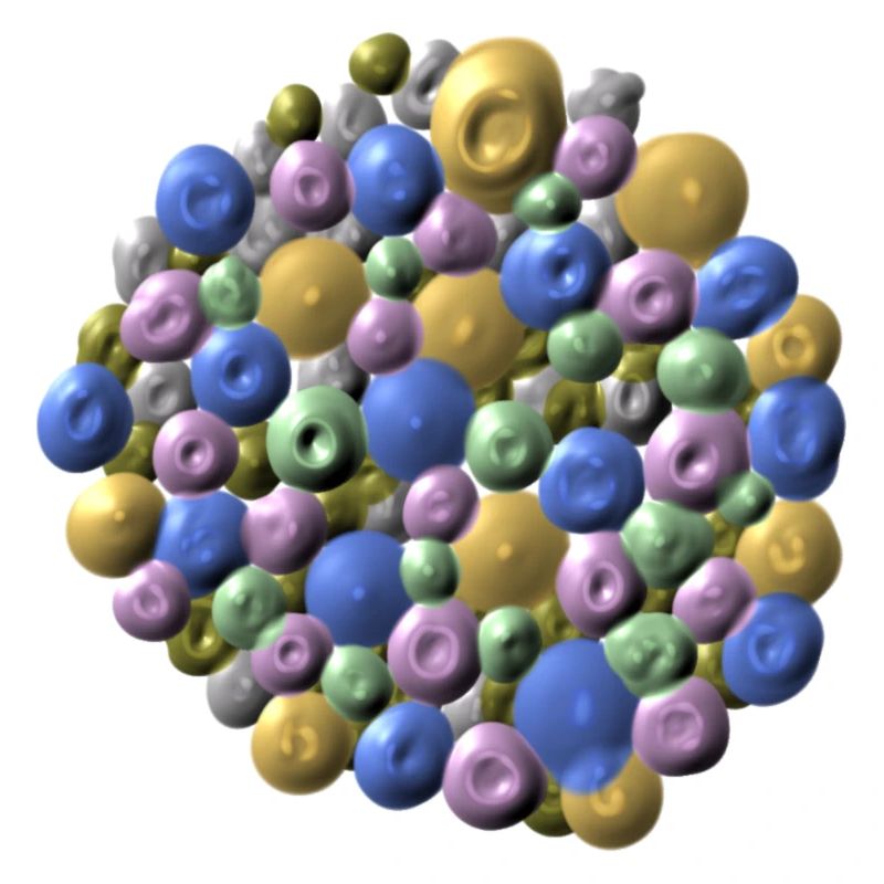 Colourful molecular structure in pastel colours