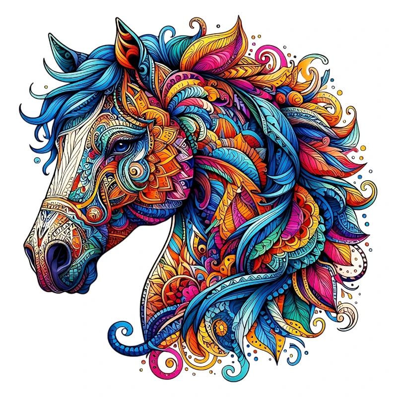 Cheval décoré de Mandalas