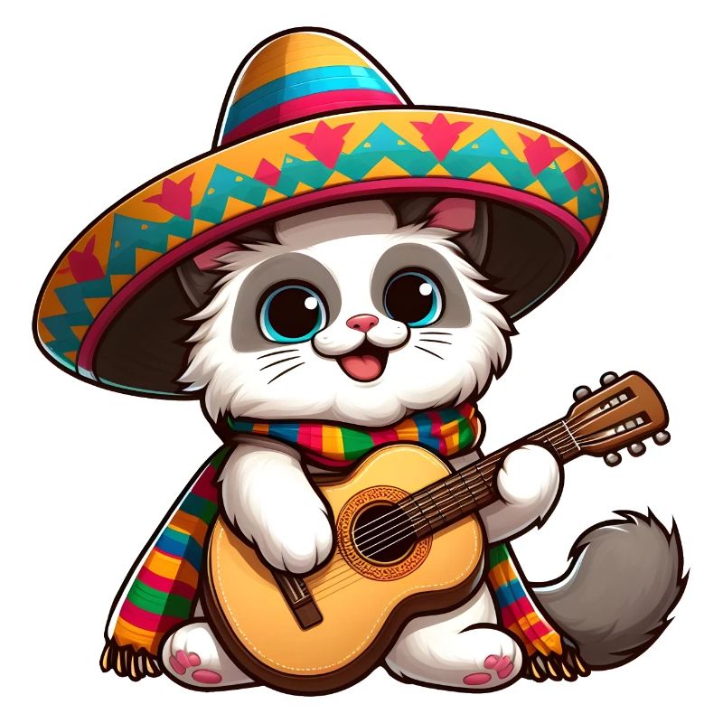 Fiesta Katze Gitarrist Cinco de Mayo