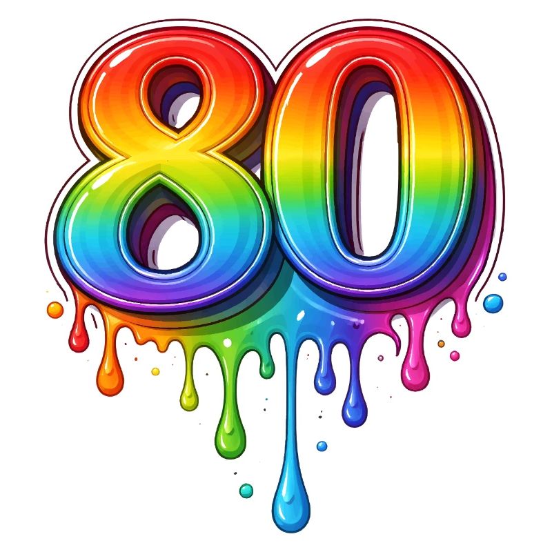 80 Regenbogen Retro Zahl  