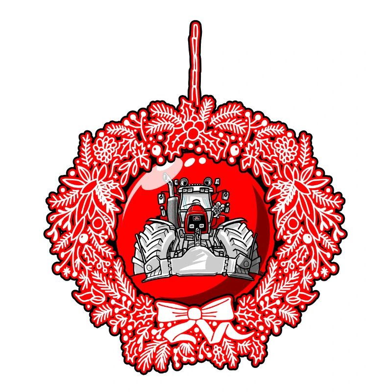 Weihnachtskranz Roter Traktor