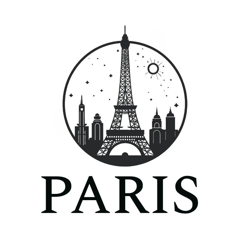Silhouette de la tour Eiffel de Paris en cercle