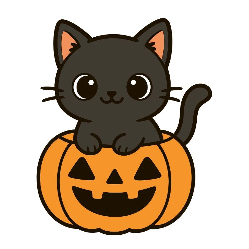 Halloween Chat Citrouille Noir Chat Mignon