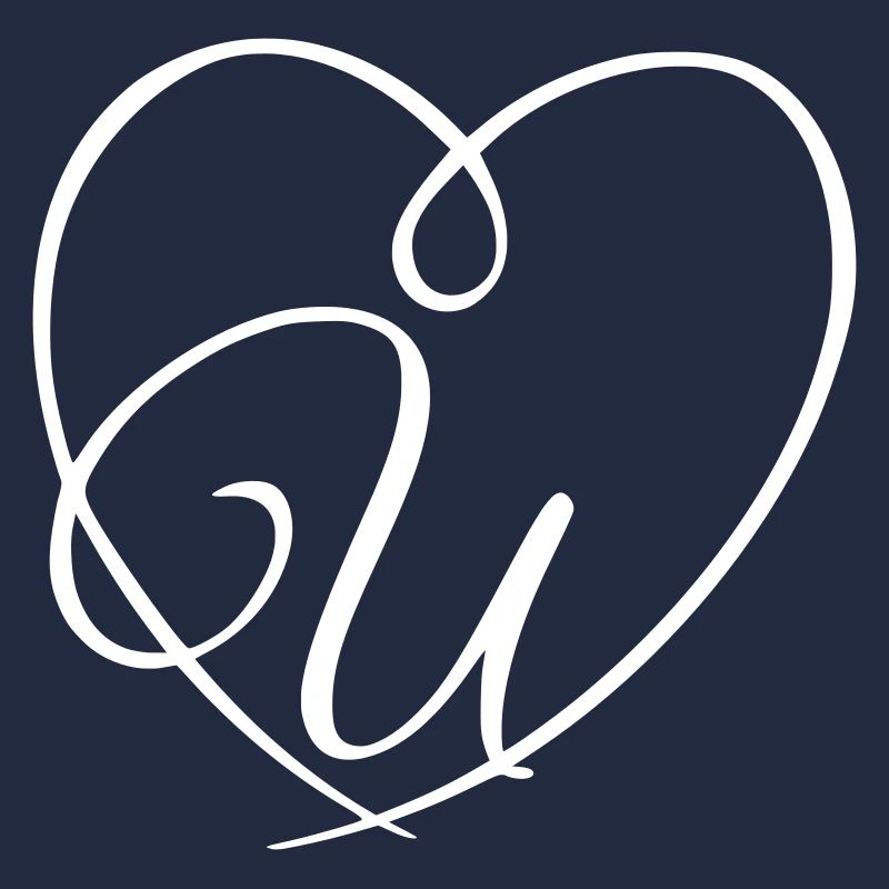 Letter U Calligraphy Heart