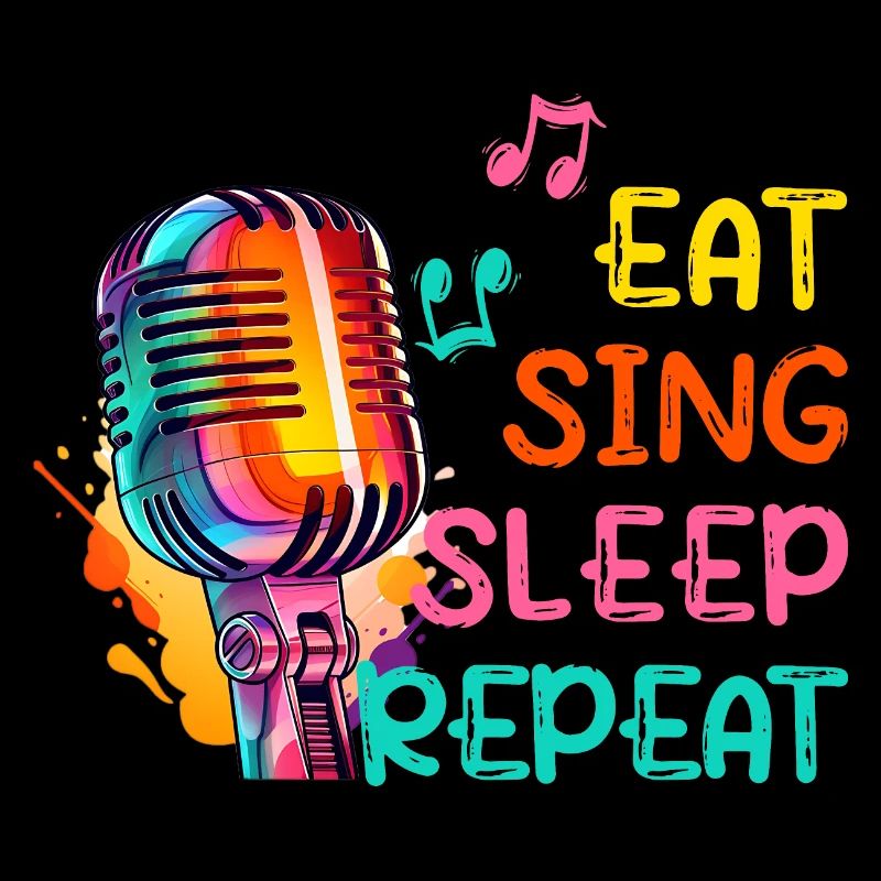 Music Singing "Eat Sing Sleep Repeat" Vocal Microphone