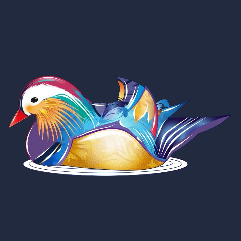Colourful mandarin duck on the water – colourful elegance