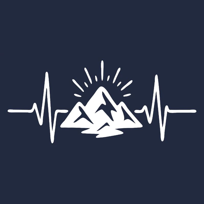 Heart pulse in mountain landscape