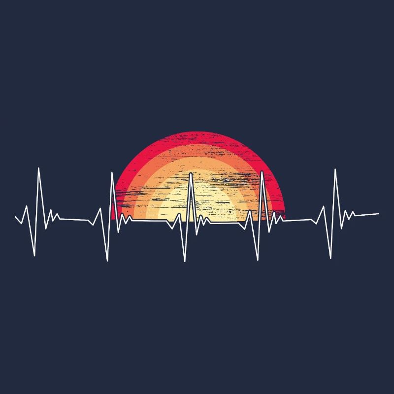 Vintage ECG Amplitude Sunset