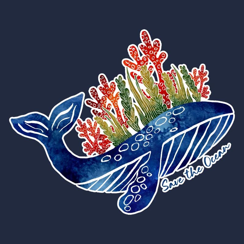 Illustration de baleine avec du corail | Protéger la mer