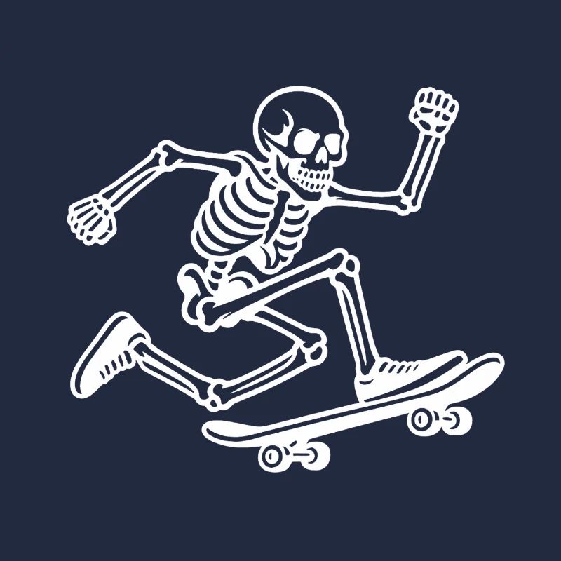 Skull skeleton on skateboard