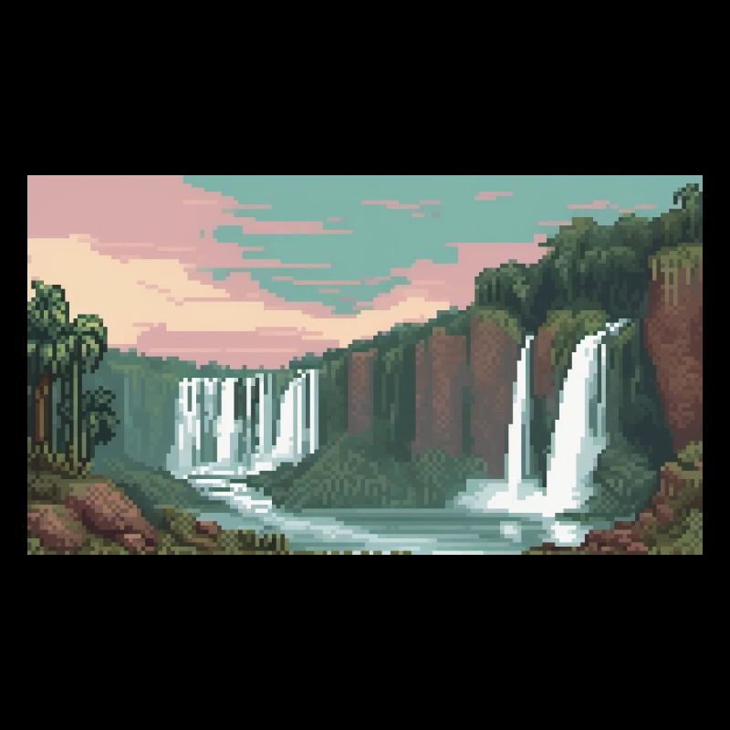 Chutes d’Iguazú, Argentine - Pixel Art