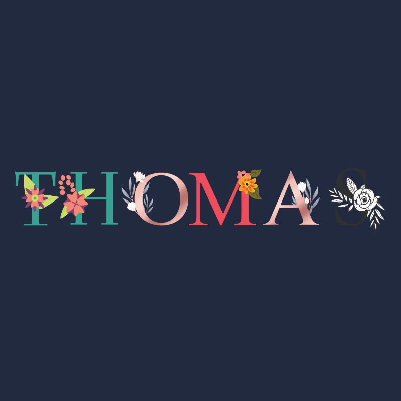 THOMAS ART DU NOM AVEC FLEURS BRODÉES