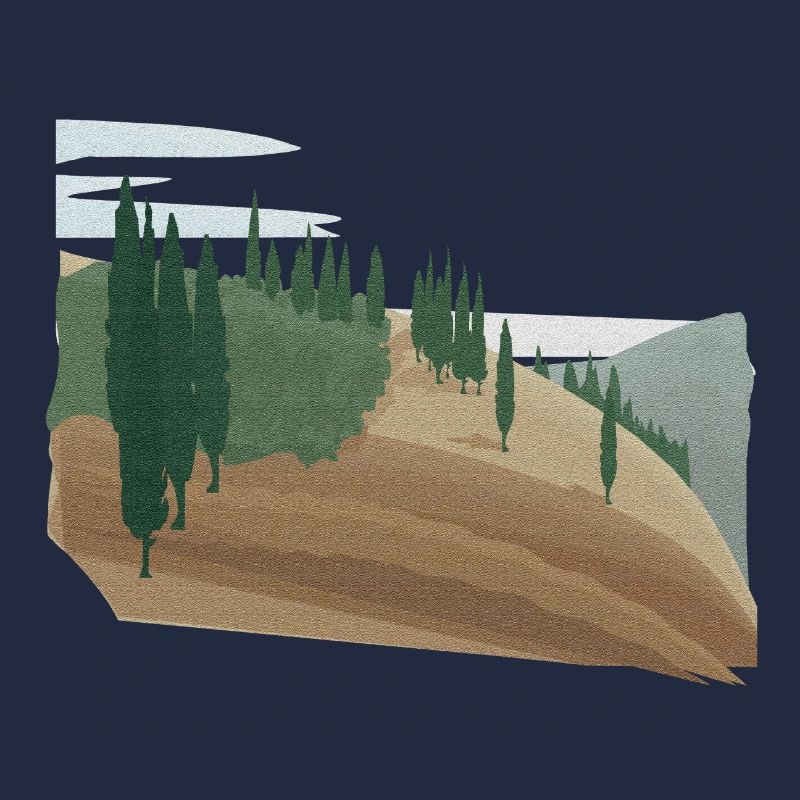 Pine forest hilly landscape with structure (modific.)