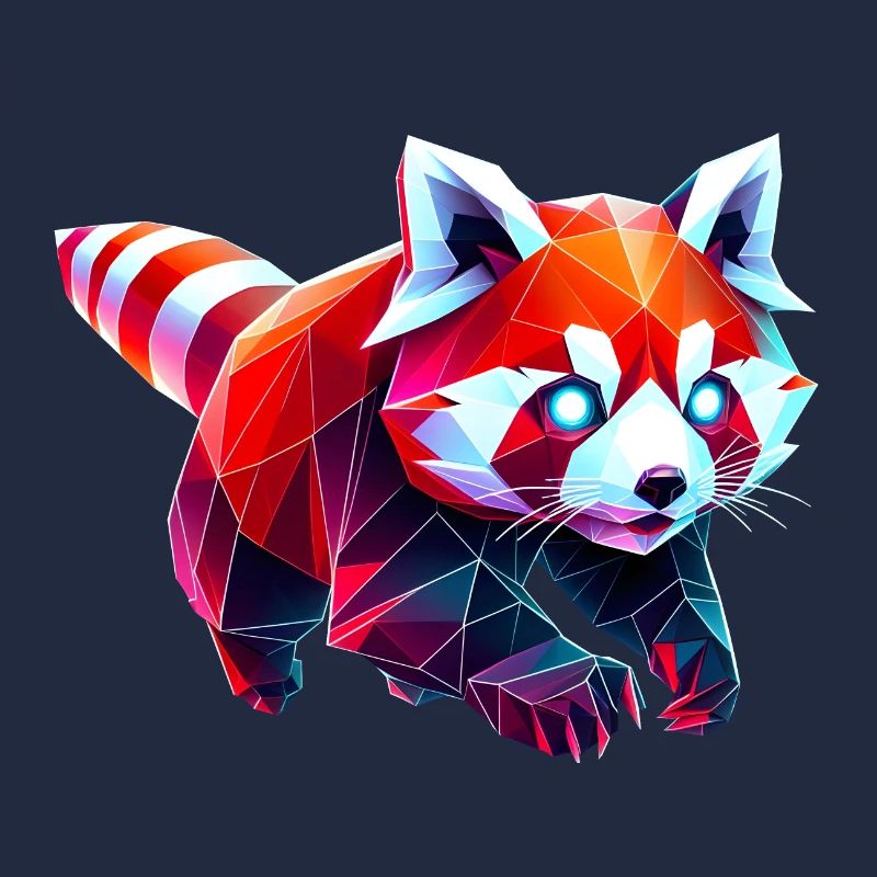 Red Panda Origami Geometric 3D