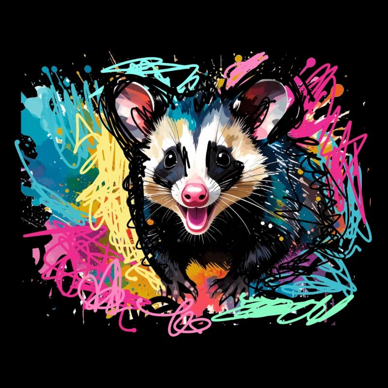 opossum, ilustration, opossum, coloré, graffiti