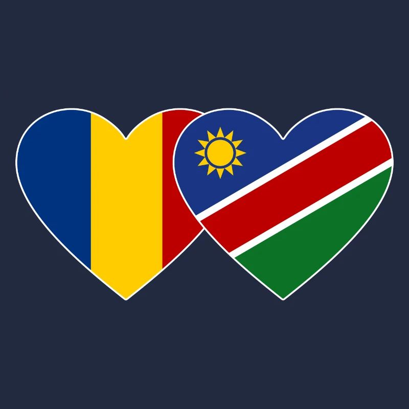 Rumänien Namibia Flagge Herz