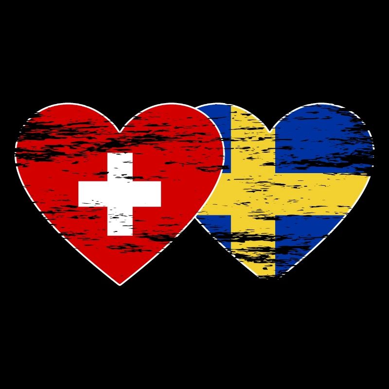 Suisse Suède Drapeau Coeur Utilisé