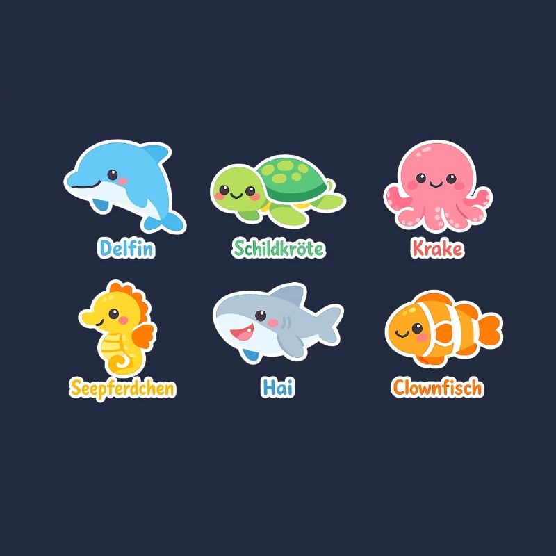 Autocollant des créatures marines câlines