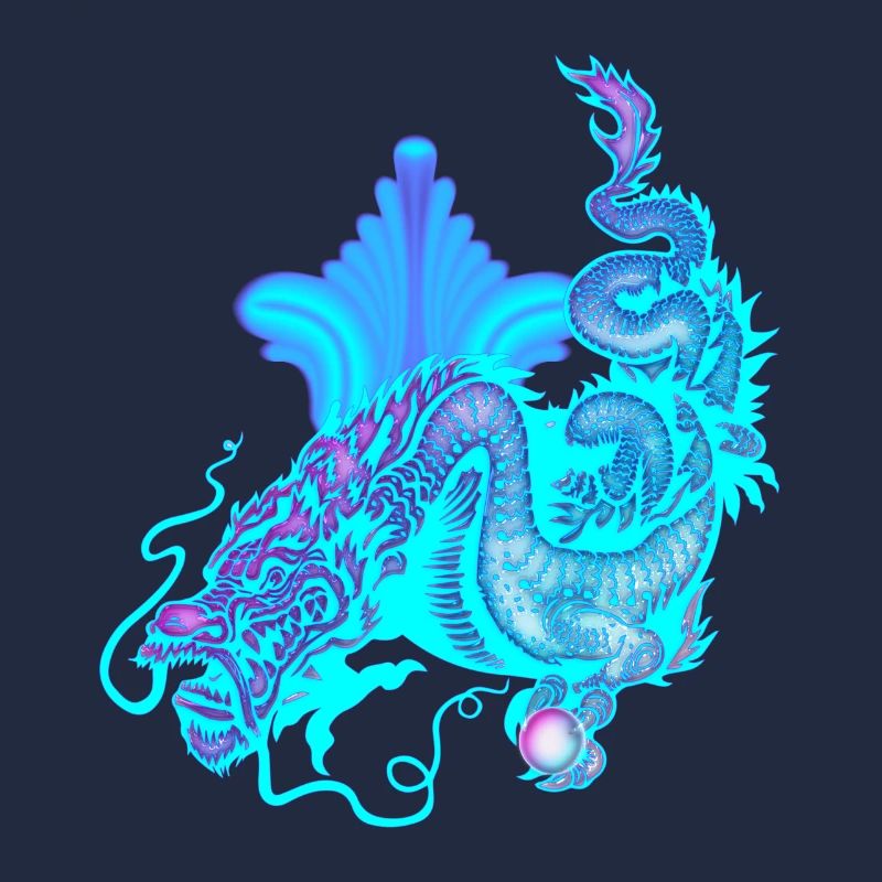 Dragon chinois bleu vif