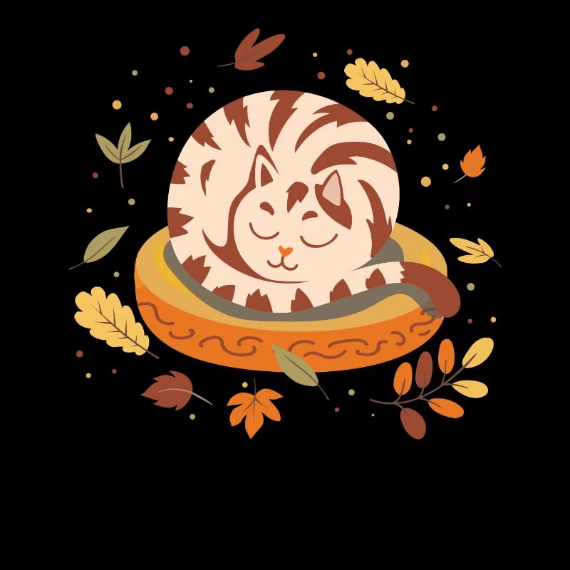 Herbst Vibes Cute Kätzchen Sleepy Katze Herbst
