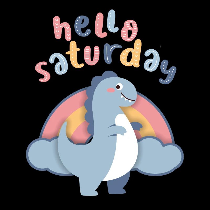 Kawaii dinosaurs. Rainbow, Hello-Saturday