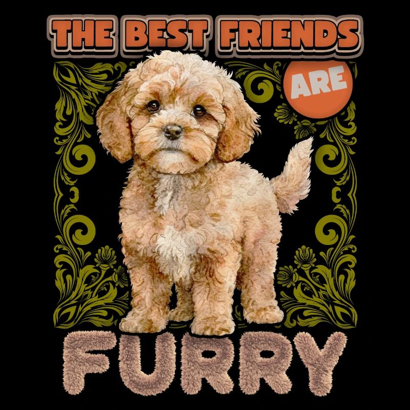 Cavapoo Puppy, Vintage, Illustration de chien, Dire