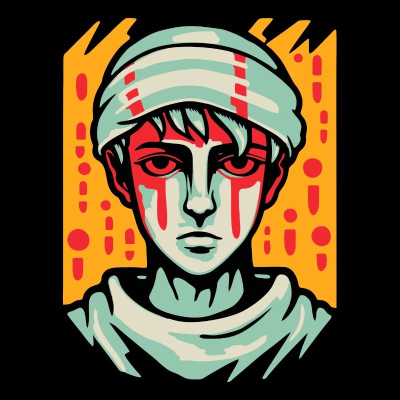 Portrait d’un garçon de dessin animé triste