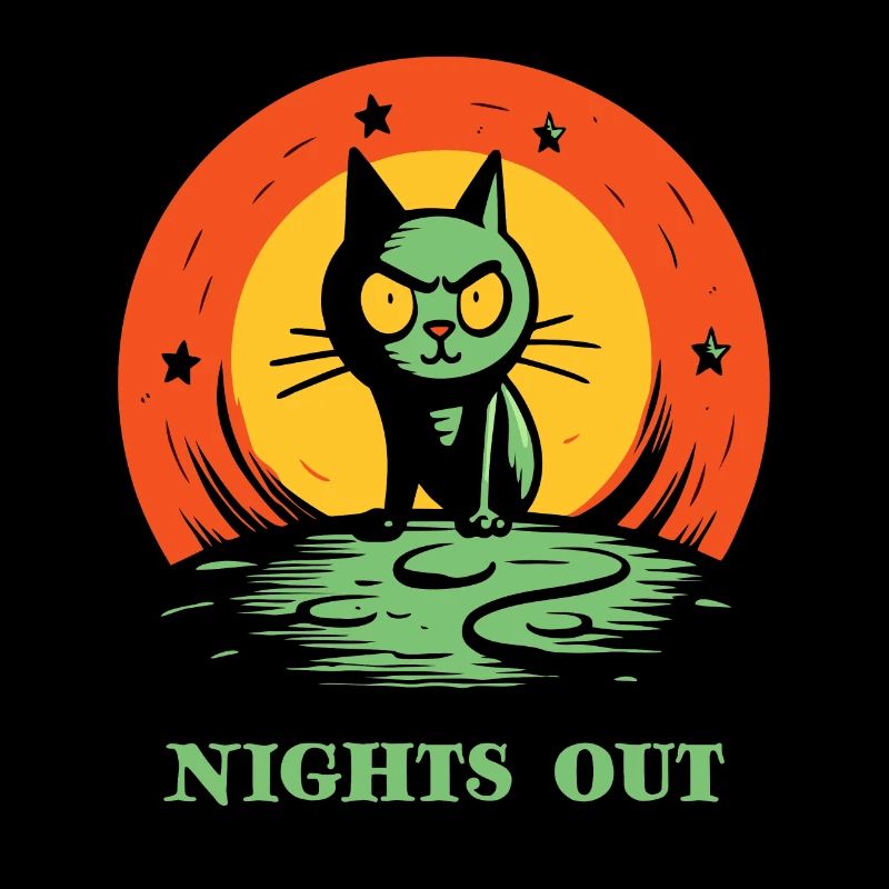 Nachts draußen, eine Katze