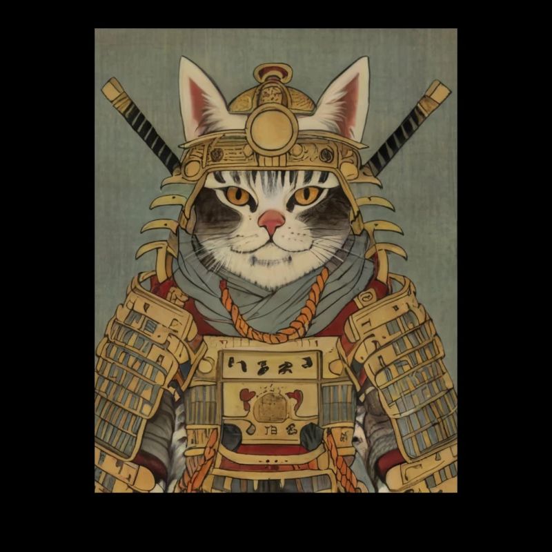 Chat samouraï Vintage chat ninja japonais