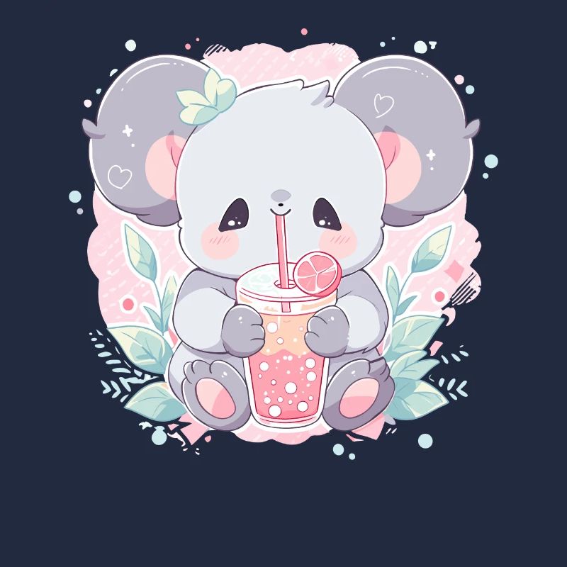 Kawaii Koala trinkt Boba Bubble Tea Chibi