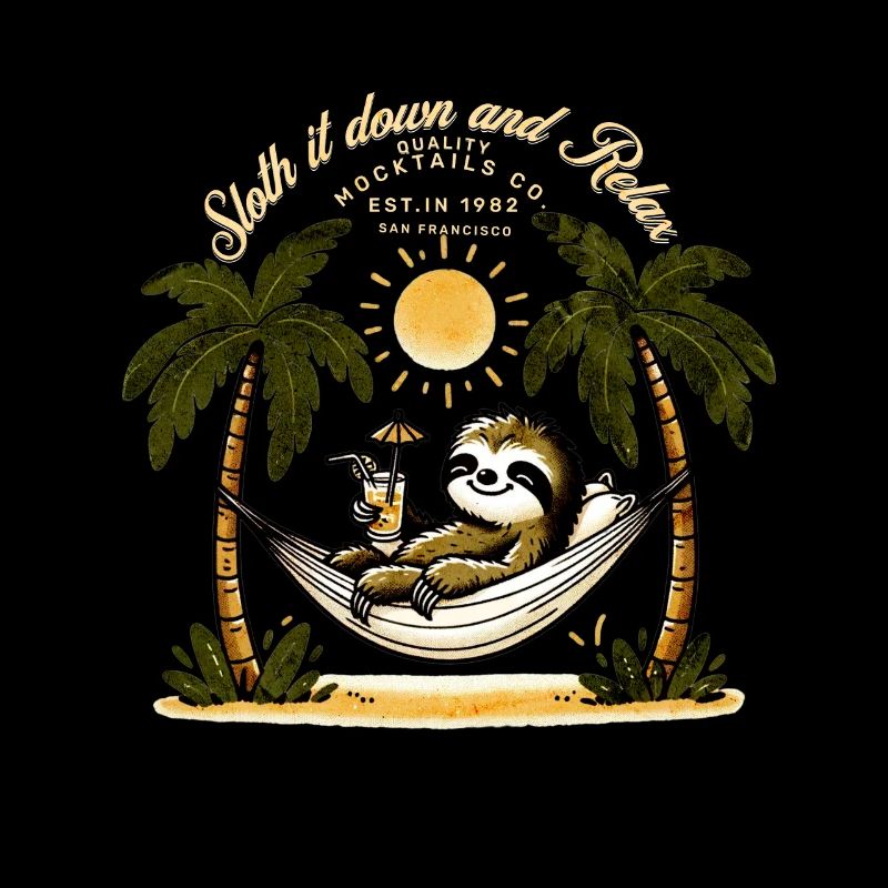 Chill Out Sloth Beach Party T-Shirt - Mocktail
