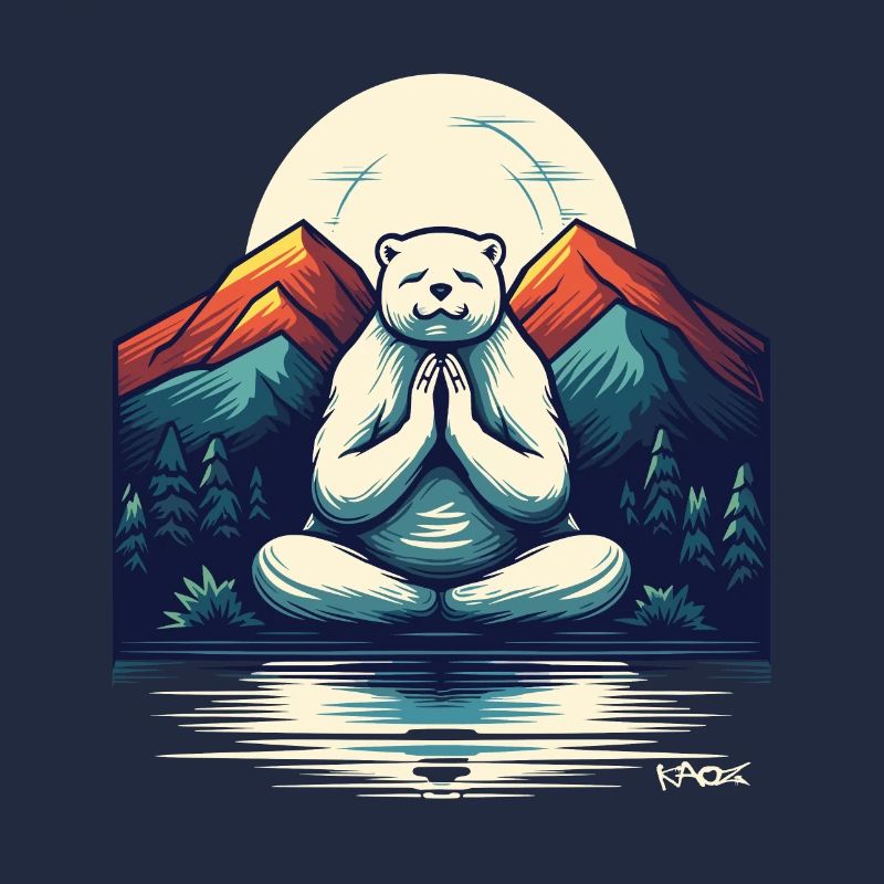A meditating polar bear in nature
