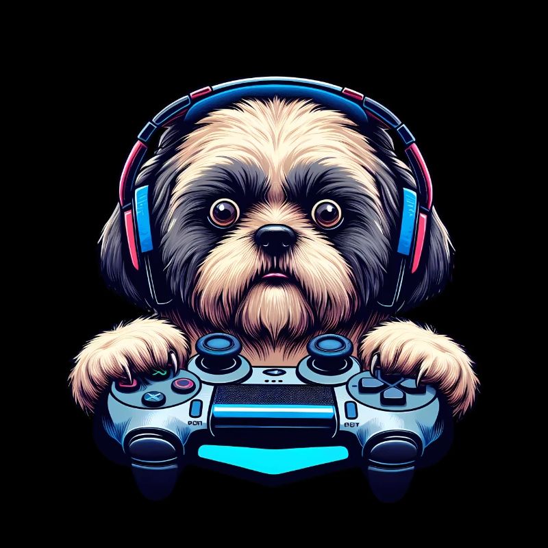Nerds du jeu, amateurs de chiens Shih Tzu